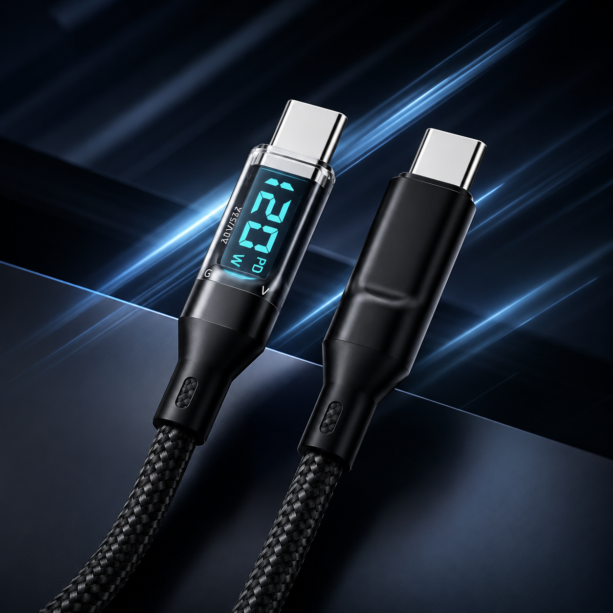 Kabel USB-C do USB-C 120W 2m z Wyświetlaczem LCD – Fast Charge PD