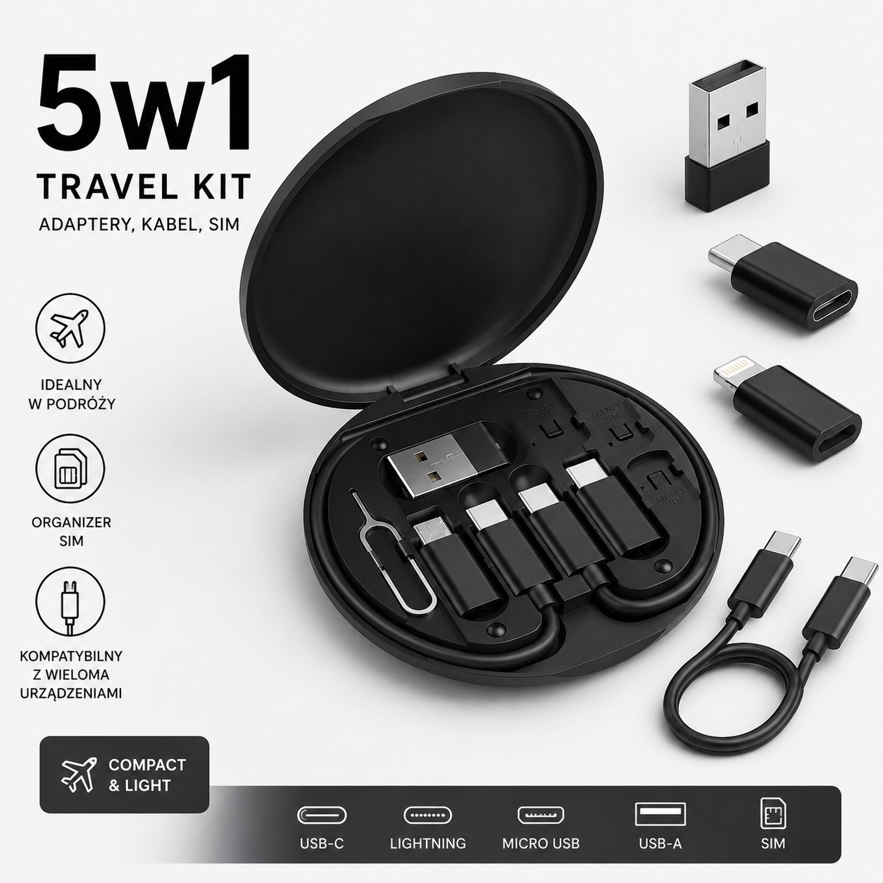 Zestaw adapterów Lightning Micro USB SIM