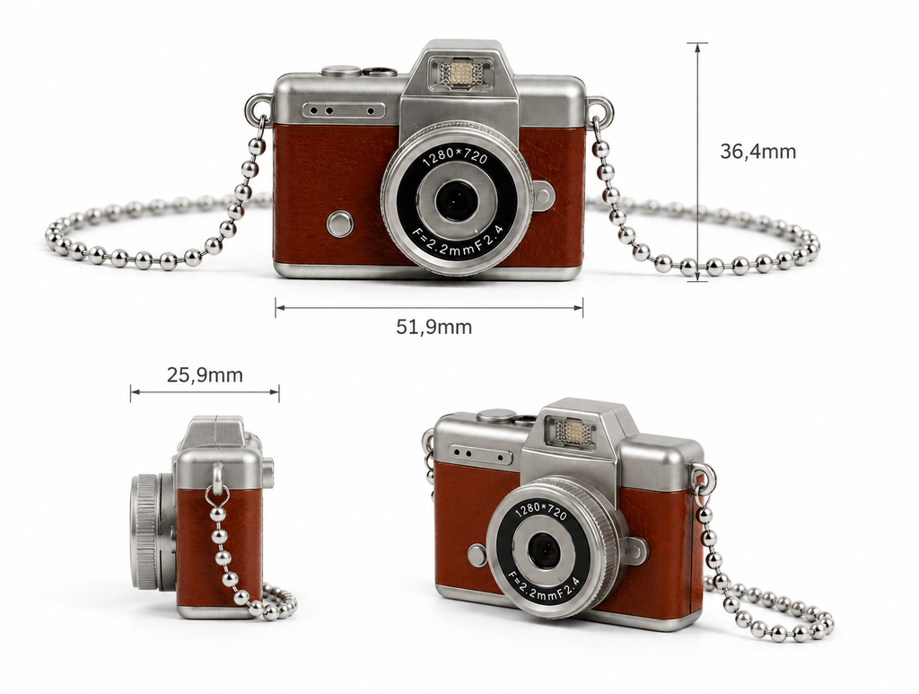 Mini Aparat Cyfrowy RETRO z Ekranem LCD — Vintage Camera Brelok PREZENT