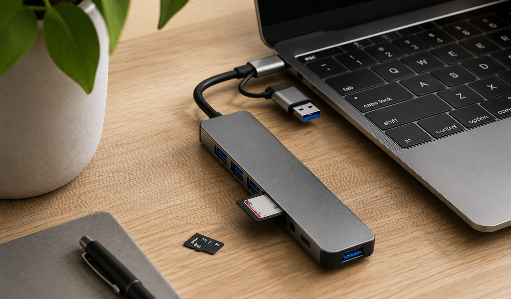 Adapter USB-C 8w1 z portami USB i SD