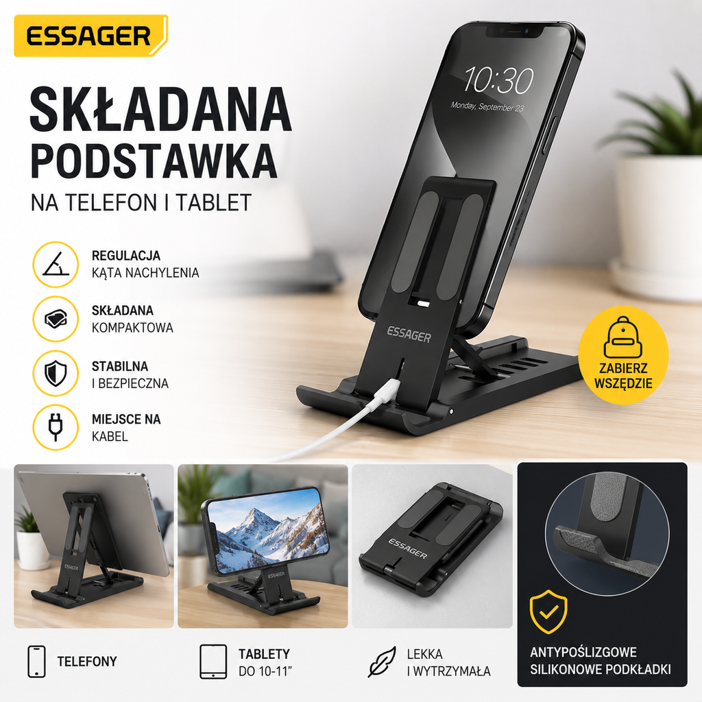 Podstawka na telefon i tablet składana
