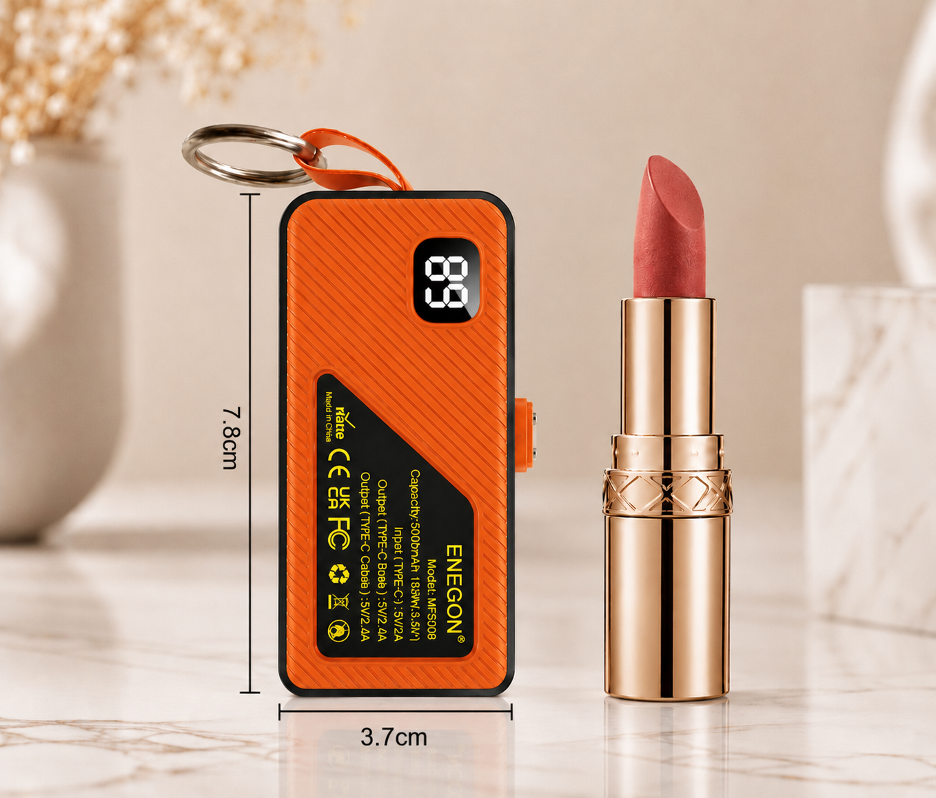 Mini Powerbank Brelok USB-C 5000 mAh z Wyświetlaczem LED