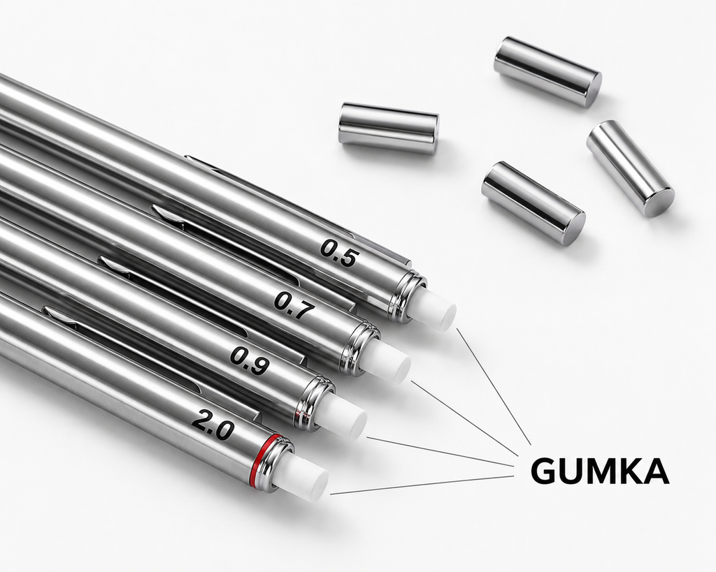 Profesjonalny Zestaw Ołówków Automatycznych 0.5–2.0 mm + 156 Wkładów HB