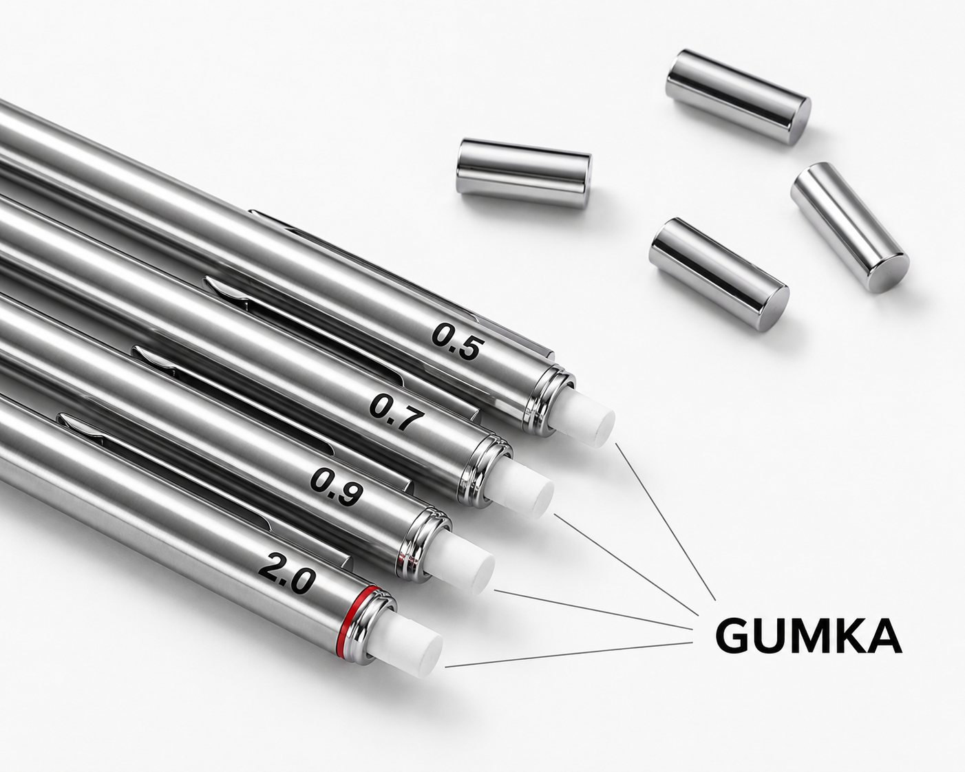 Profesjonalny Zestaw Ołówków Automatycznych 0.5–2.0 mm + 156 Wkładów HB