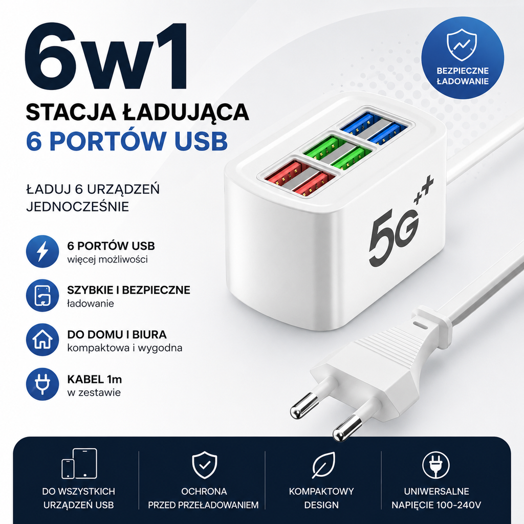 Stacja ładująca USB 6w1